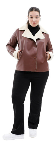 Campera Plus Size Ecocuero Con Piel Del L-xxl Varios Colores