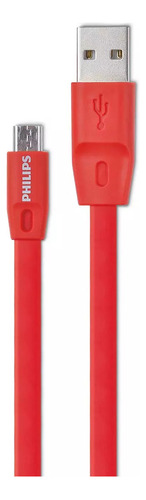 Cable Philips Dlc2518c Micro-usb 1.2 Mts Rojo Plano