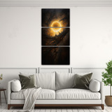 60x120cm Cuadro Abstracto Eclipse Solar Bastidor Madera