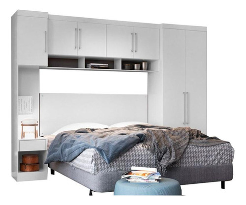 Quarto Casal Modulado Modena Iv 4 Peças (1 Armário Aéreo + 