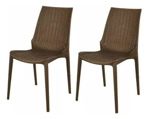 Silla Plastica Reforzada Apilable Rattan Harmony Pack 2 Color Chocolate