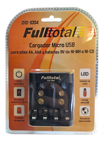 Cargador De Pilas Aa/aaa/bat 9v Ni-mh Y Ni-cd 4 Pilas