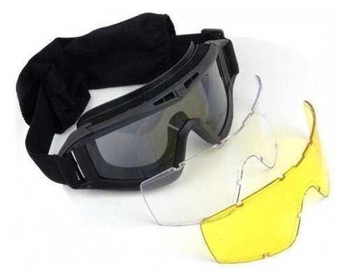 Goggles Militares Tactico Careta Gotcha Airsoft + Estuche Or Color Negro