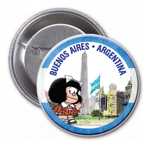 6 Pines Prendedores 55mm Mafalda Argentina Buenos Aires