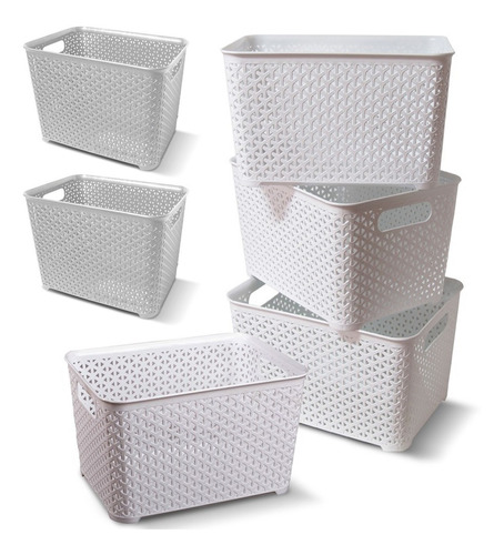 Canastos Organizador Plastico Rattan Chico Colombraro X6