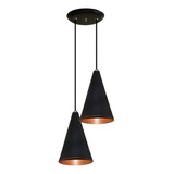 Luminaria Pendente Colorido Duplo Para Sala Quarto Cozinha Cor Preto Com Cobre Voltagem 110v/220v