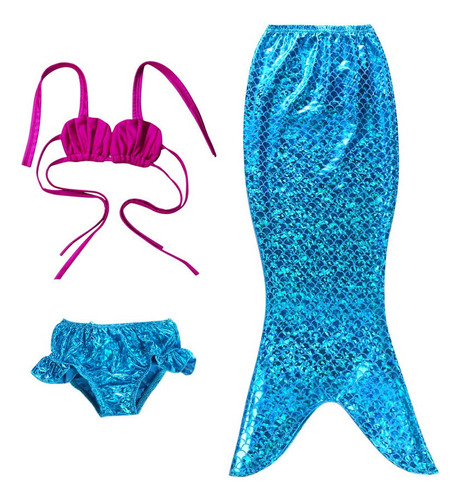 Cola Sirena Traje De Baño Niña La Sirenita Ariel Bikini Set