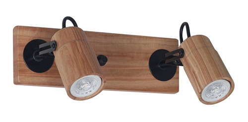 Lampara Aplique Pared Vintage Madera 2 Luces Gu10 Living