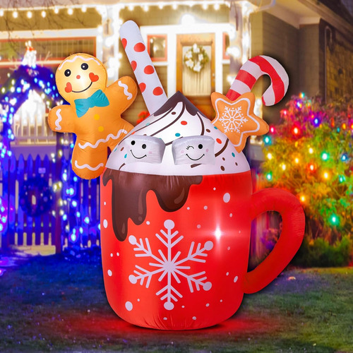 Flato Taza Inflable De Cacao Caliente De Navidad De 6 Pastel