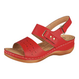 Huarache Confort Para Mujer Castalia 144-31 Rojo Con Velcro