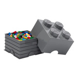Lego Contenedor Canasto Apilable Organizador Storage Brick 4 Color Dark Gray