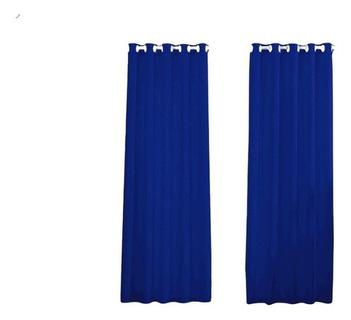 Cortina Oxford Tecido 3 X 3 Com Ilhós Para Varão Cor Azul