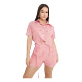 Conjunto Feminino Camisa E Shorts Soltinho Alfaiataria