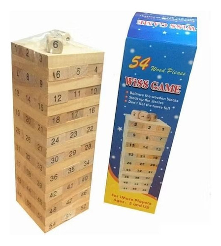 Jenga 17x 5 54pcs Bloques De Madera Con Dados 