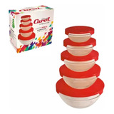 Set X5 Bowls Vidrio Tapa Plastica Carol Apilabl Casa Valente