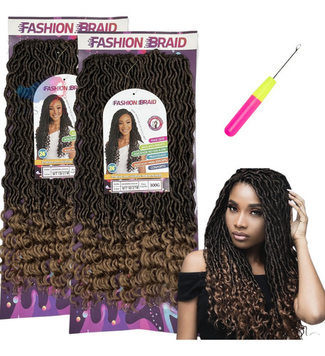 Kit 2 Cabelo Cacheado Goddess Locs B Fashion Line + Agulha