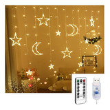 Luz Led Navidad Cascada Usb Estrella Luna Decorativa 6mts