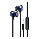Auriculares In Ear Cable Plano Microfono Carcasa Metal Coby Color Azul