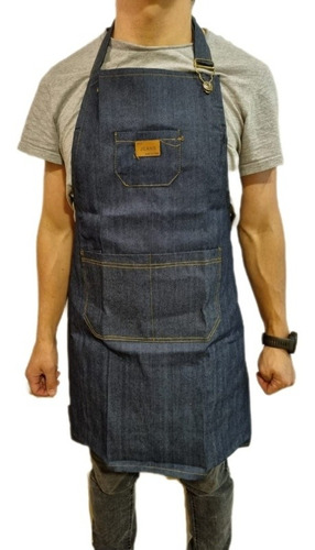 Delantal Jean Con Hebilla Cocina Jardinería Bartender Unisex