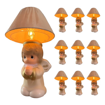 Lote 10 Angelita Centro De Mesa 30cm Con Pantalla Y Foco Lámpara Ideal Bautizo Primera Comunión Recuerdo Religioso No Desechable Regalo Original Niña Luz Decorativa Fiesta Cristiana | Envío gratis