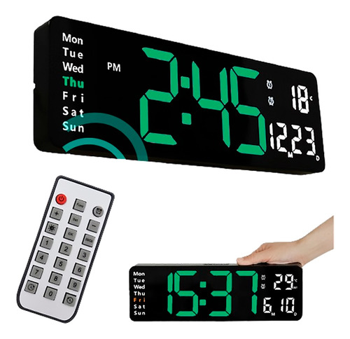 Relógio De Parede Led Digital Com Controle Remoto Premium
