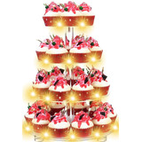 4 Niveles Acrílico Soporte Para Cupcakes De Postre Con Led