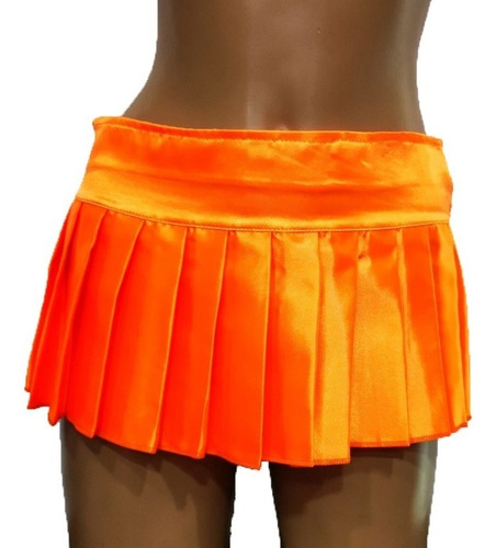 Mini Falda Tableada Lencería Sexy Edén Naranja Fluo - Fun*