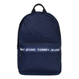 Bolsa Mochila Tommy Jeans Am0am11520 Diseño Lisa De Poliéster  Azul Marino Con Correa De Hombro Azul Asas Color Azul