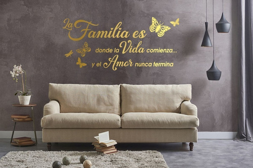 Vinil Decorativo Para Pared Frases Letras Mariposas Familia