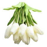 30 Flores Artificiales Tulipanes Para Decoracion Blanco Puro