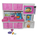Cozinha Infantil De Brinquedo Completa Grande Rosa Sai Água