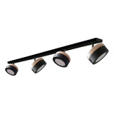 Aplique Riel De Techo Orientable Madera Negro 4 Luces Led 