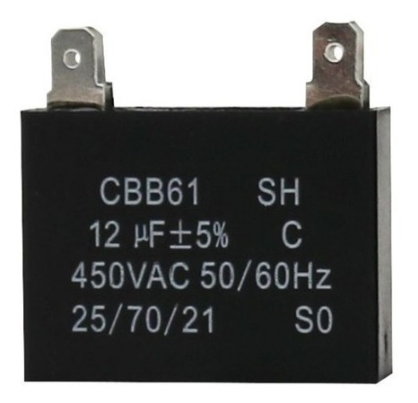 Capacitor 12uf 450vac 50/60hz Cbb61 Condensador Ventilador