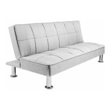 Futon Modelo Owen Sofa Cama Chenille Y Patas Cromadas Sillon