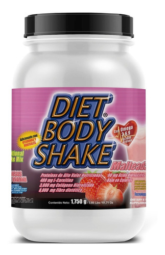 Diet Body Shake 1,750gr : Malteada Dietética Bajar De Peso Sabor Fresas Con Crema