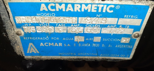 Motocompresor De 7.5hp R22 Marca Acmarmetic