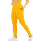 Calça Feminina Legging Toque Aveludado Fitness Bolso Lateral