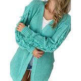 Cardigan Alongado Tricot Longo Feminino Inverno Frio Modinha