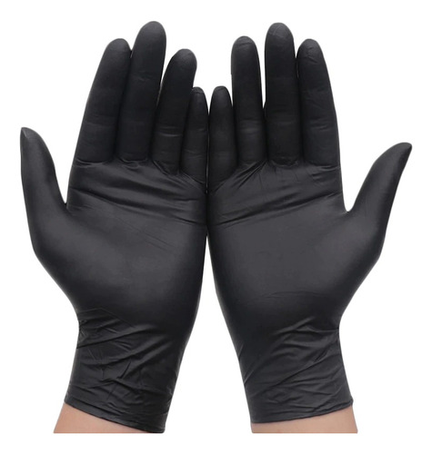 Guantes De Nitrilo Color Negro Talla M (alta Calidad)