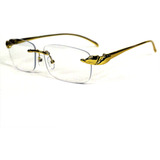 Óculos Lente Transparente Com Armação De Ouro Dourado Perfil