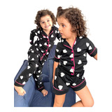 Kit 2 Pijama Infantil Americano De Frio E Calor Menina Botão