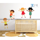 Vinilo Decorativo Infantil Niños-i 01, Calcomanía De Pared. Color Multicolor