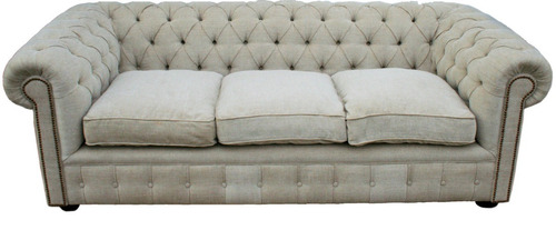 Sofa Chesterfield Sillon Chester Lino Tapizado De 3 Cuerpos