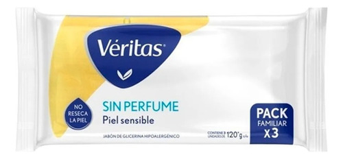 Jabon De Glicerina Sin Perfume X 3u C/u- Veritas Pack X 3 