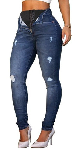 Calça Jeans Feminina Super Lipo Sawary Cintura Super Alta 
