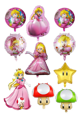 Set Globos Princesa Peach Princesa Durazno Super Mario