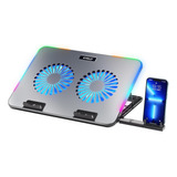  Enfriador Para Laptop 2 Ventiladores Ajustable Rgb 