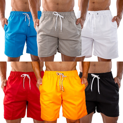 Kit 6 Shorts Masculino Mauricinho Tactel Moda Praia Piscina