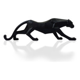 Leopardo Estátua Pantera Jaguar Decorativa Luxo Resina 47cm Cor Pantera Negra