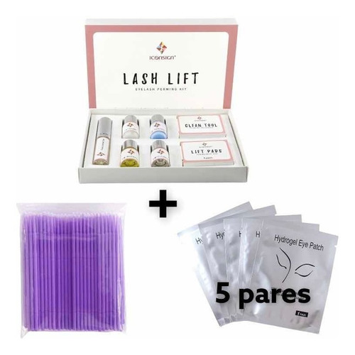 Kit De Lifting De Pestañas + Microbrush + 5 Parches Hidrogel